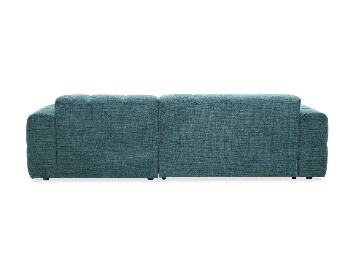 Canapé d'angle relax en velours texturé bleu FEDORA - Angle droit - Image 8