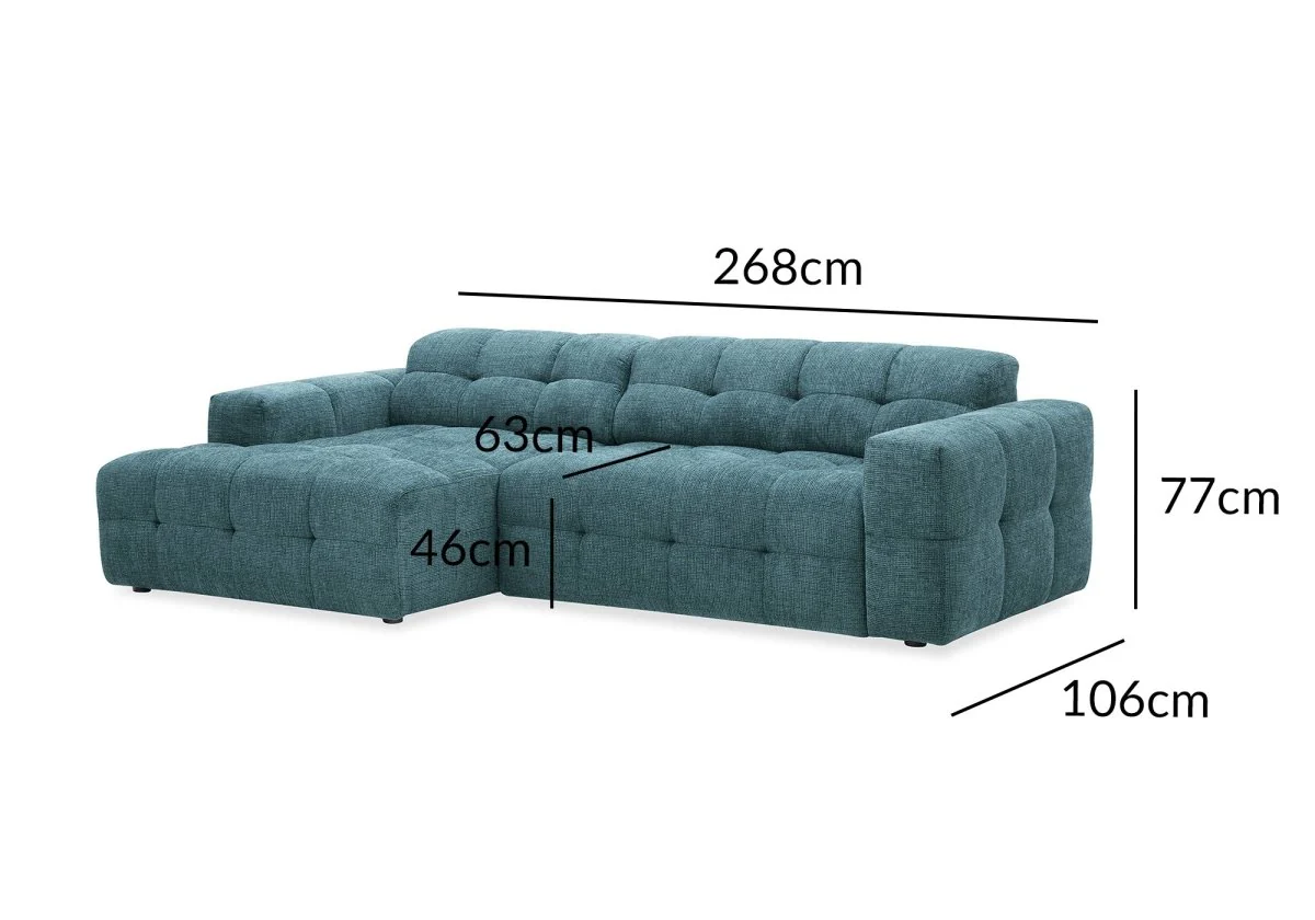 Canapé d'angle relax en velours texturé bleu FEDORA - Angle gauche - Image 12