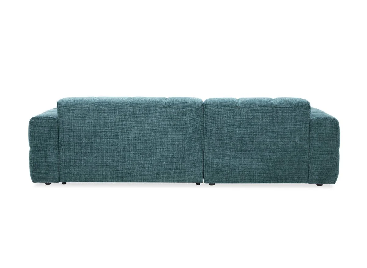 Canapé d'angle relax en velours texturé bleu FEDORA - Angle gauche - Image 8