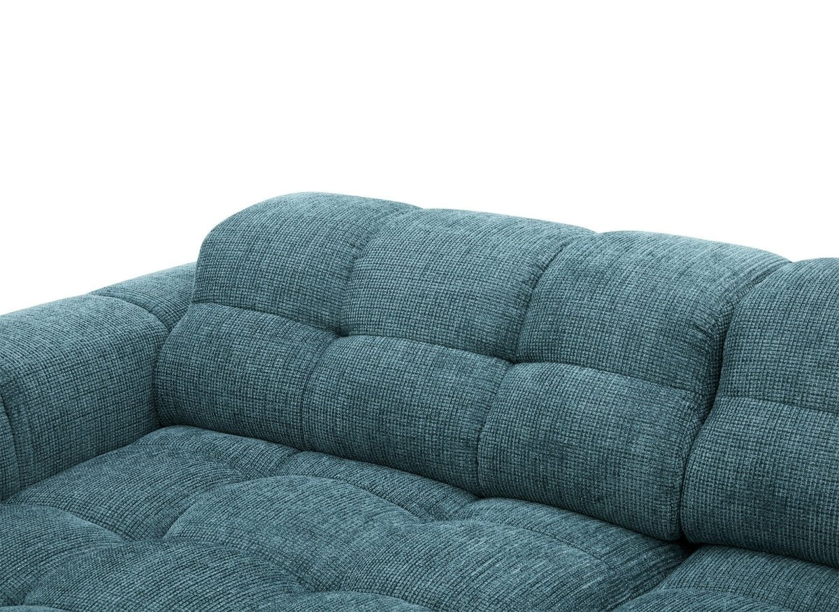 Canapé d'angle relax en velours texturé bleu FEDORA - Angle gauche - Image 9