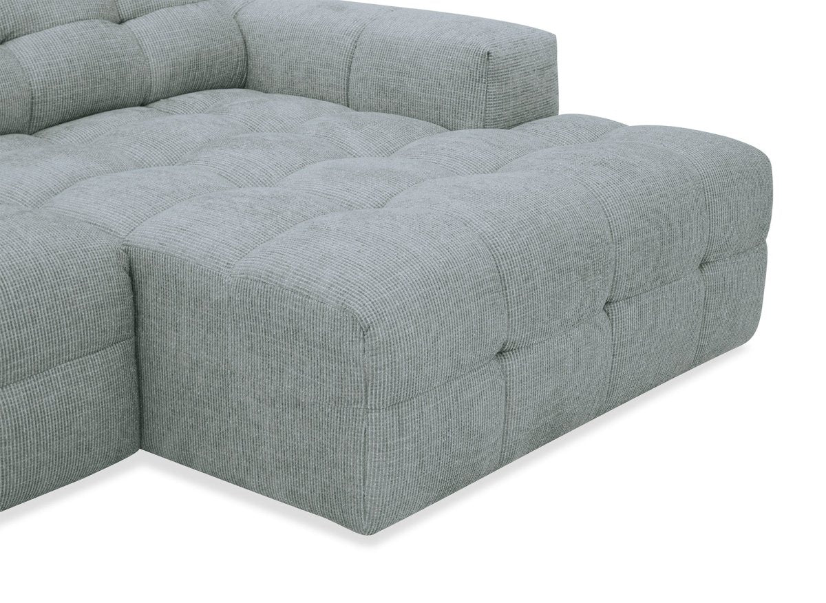 Canapé d'angle relax en velours texturé gris FEDORA - Angle droit - Image 10