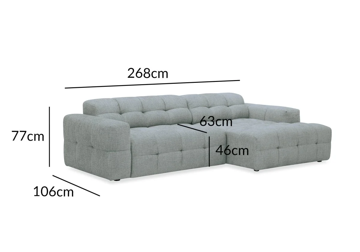 Canapé d'angle relax en velours texturé gris FEDORA - Angle droit - Image 12
