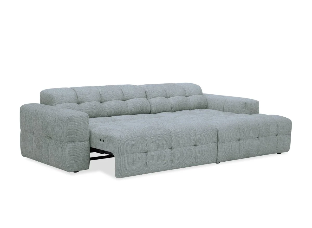 Canapé d'angle relax en velours texturé gris FEDORA - Angle droit - Image 3