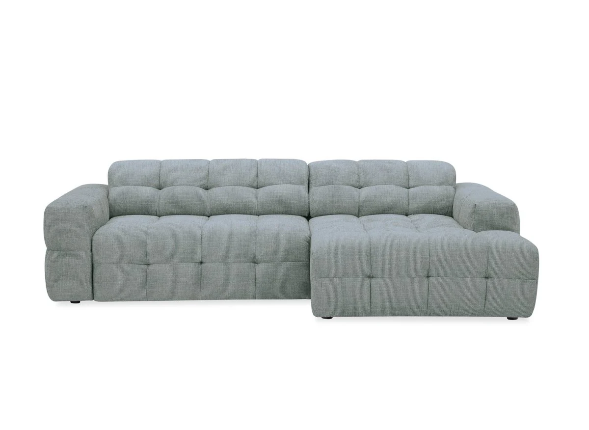 Canapé d'angle relax en velours texturé gris FEDORA - Angle droit - Image 4