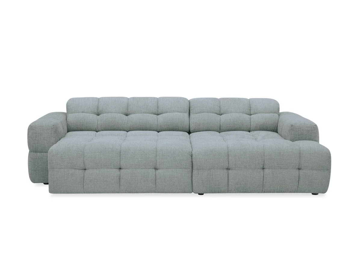 Canapé d'angle relax en velours texturé gris FEDORA - Angle droit - Image 5