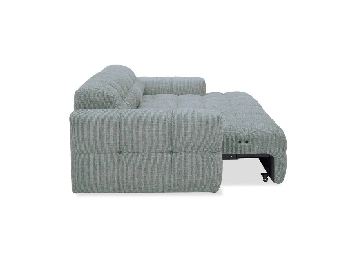 Canapé d'angle relax en velours texturé gris FEDORA - Angle droit - Image 7