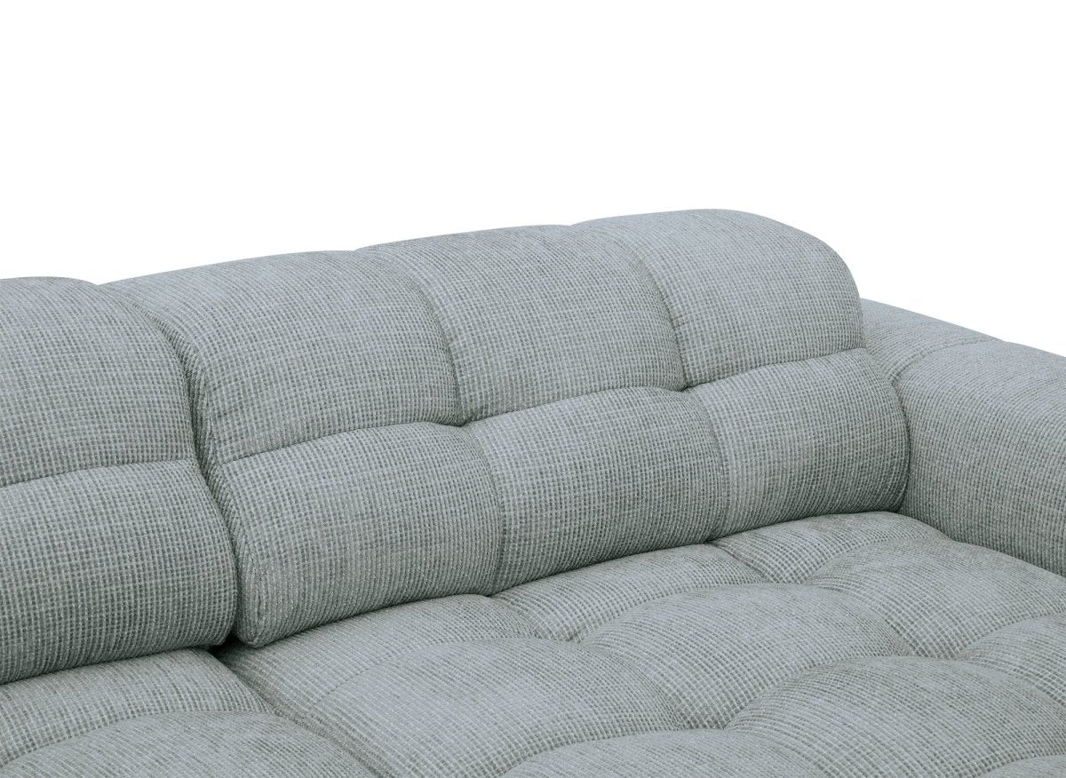 Canapé d'angle relax en velours texturé gris FEDORA - Angle droit - Image 9