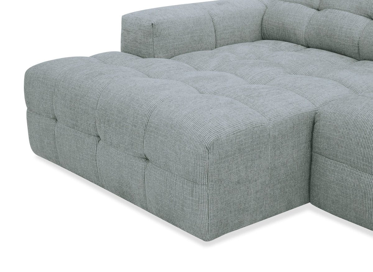 Canapé d'angle relax en velours texturé gris FEDORA - Angle gauche - Image 10