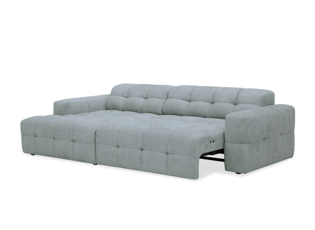 Canapé d'angle relax en velours texturé gris FEDORA - Angle gauche - Image 3