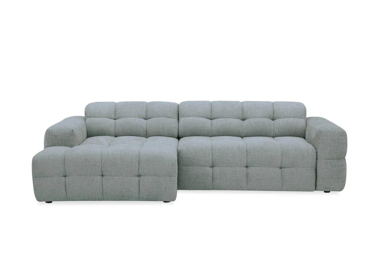Canapé d'angle relax en velours texturé gris FEDORA - Angle gauche - Image 4