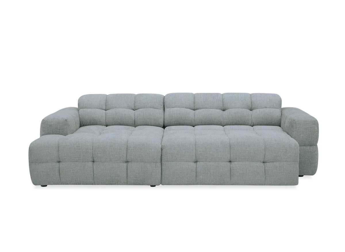 Canapé d'angle relax en velours texturé gris FEDORA - Angle gauche - Image 5