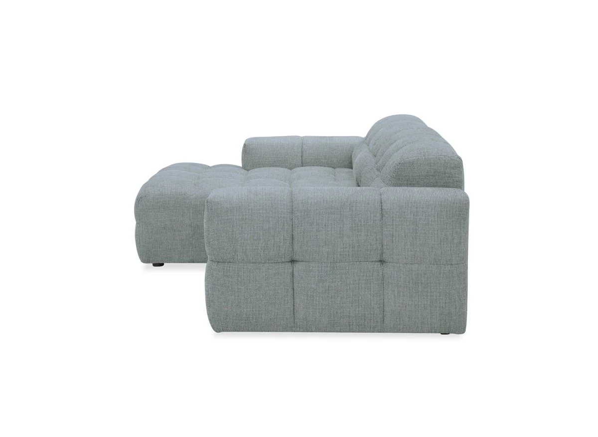 Canapé d'angle relax en velours texturé gris FEDORA - Angle gauche - Image 6