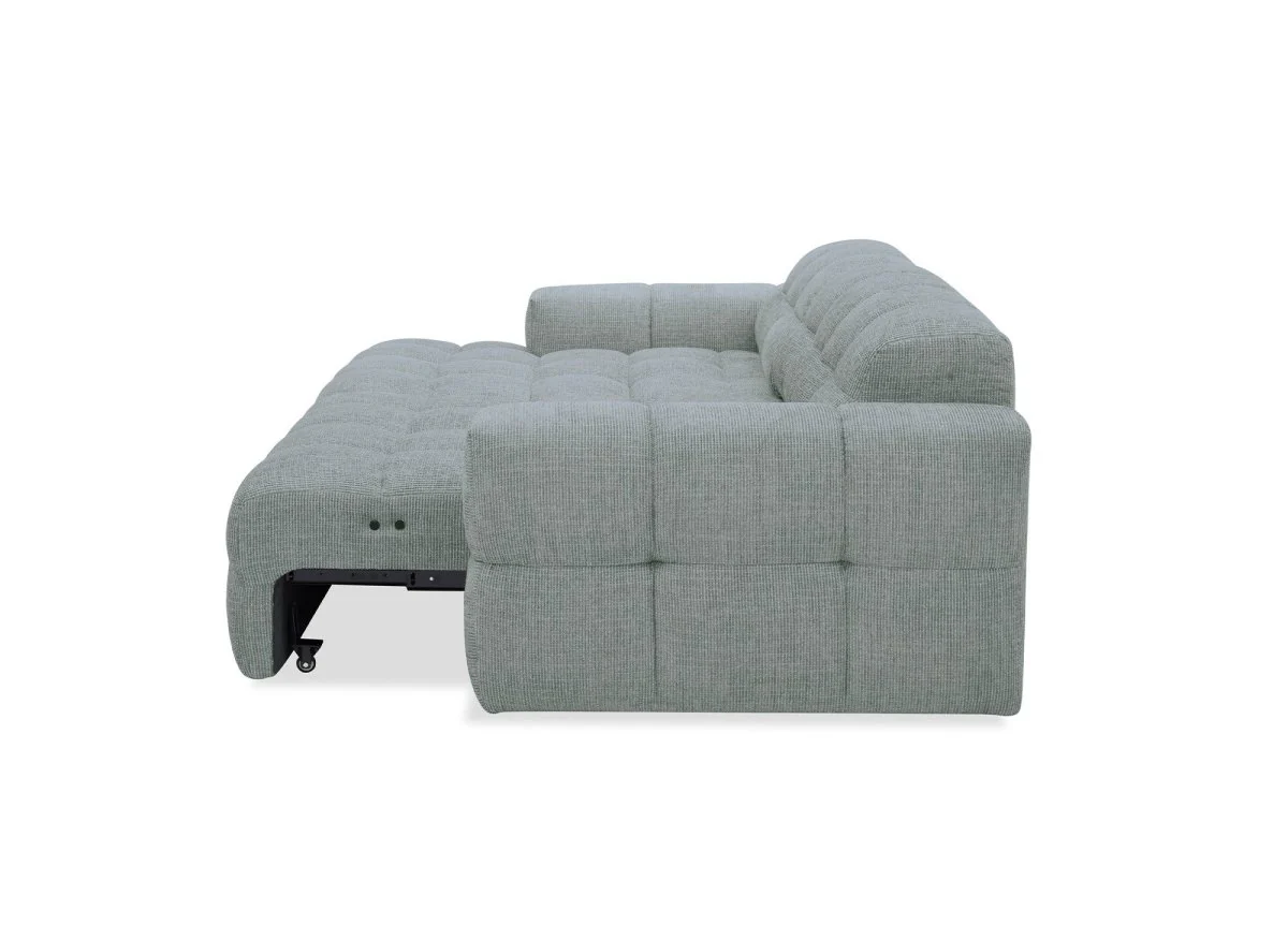 Canapé d'angle relax en velours texturé gris FEDORA - Angle gauche - Image 7