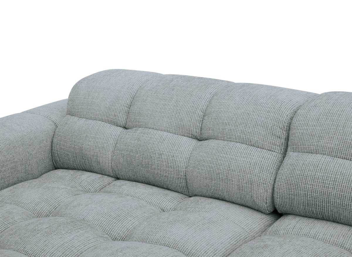 Canapé d'angle relax en velours texturé gris FEDORA - Angle gauche - Image 9