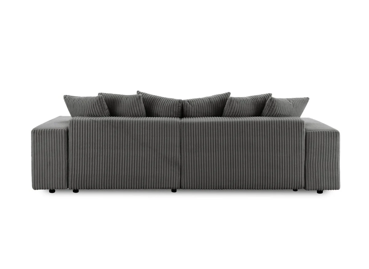 Canapé d'angle réversible convertible avec coffre en velours côtelé épais gris NOELIA - Image 9