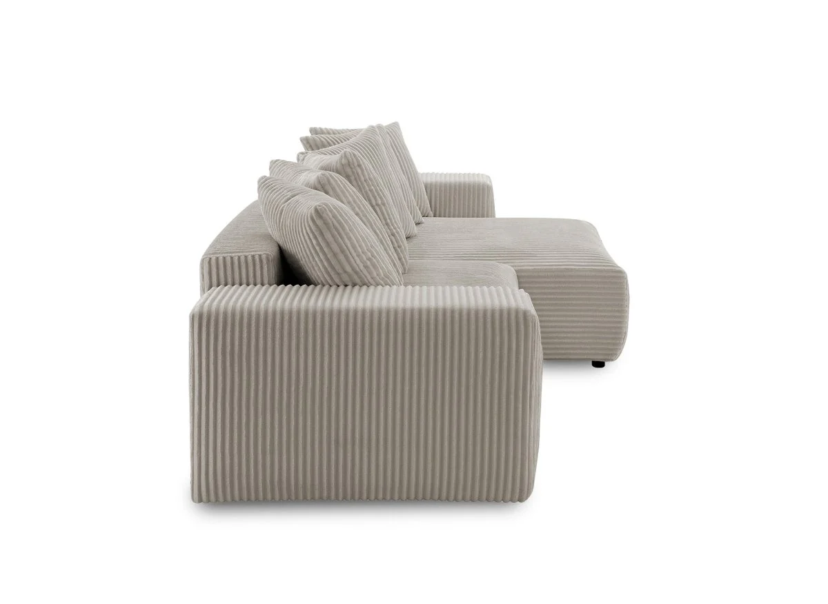 Canapé d'angle réversible convertible avec coffre en velours côtelé épais taupe NOELIA - Image 7