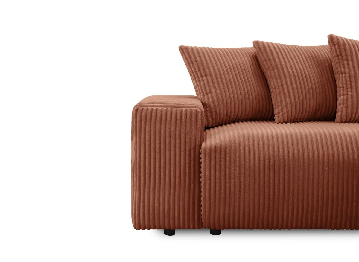 Canapé d'angle réversible convertible avec coffre en velours côtelé épais terracotta NOELIA - Image 10