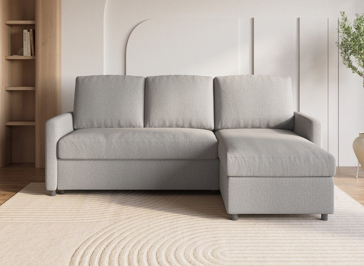 Canapé d'angle réversible convertible coffre de rangement en tissu gris ADAM - Image 4