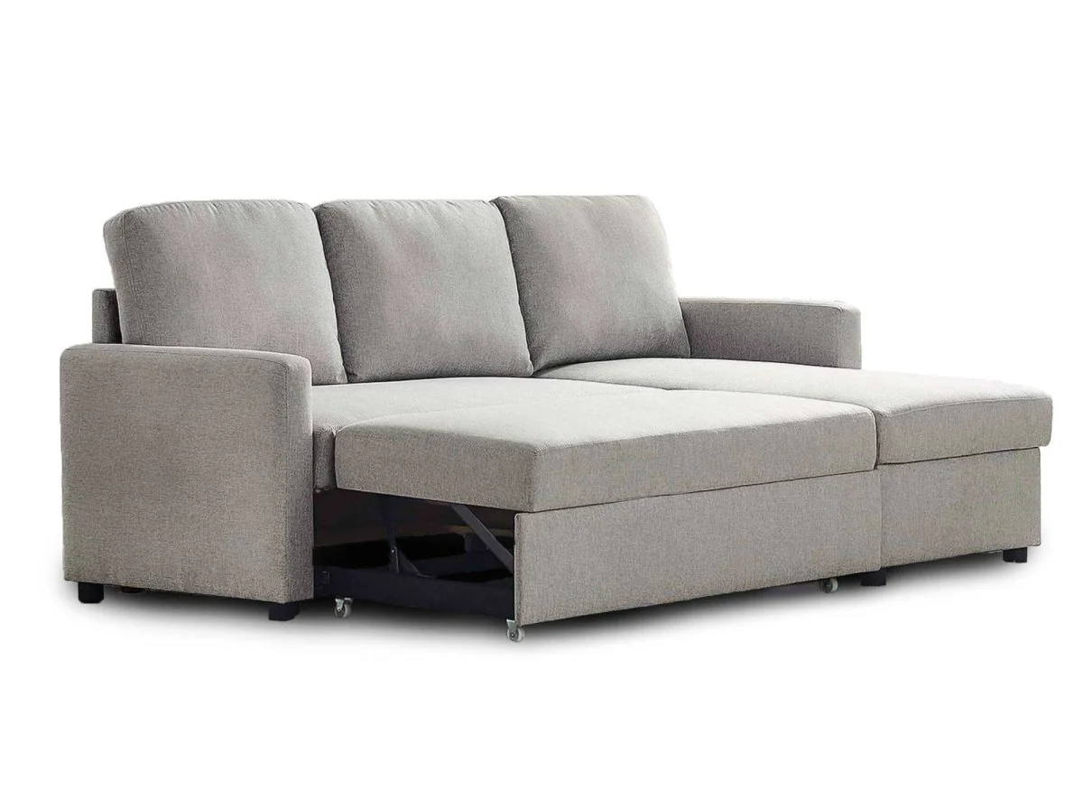 Canapé d'angle réversible convertible coffre de rangement en tissu gris ADAM - Image 6