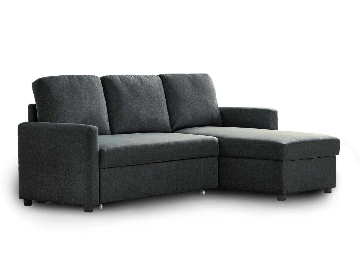 Canapé d'angle réversible convertible coffre de rangement en tissu gris anthracite ADAM - Image 5