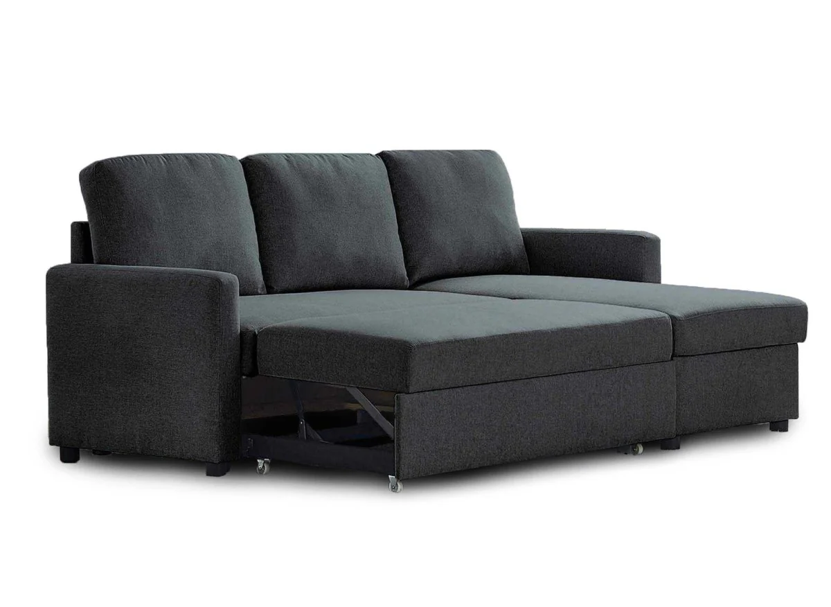 Canapé d'angle réversible convertible coffre de rangement en tissu gris anthracite ADAM - Image 6