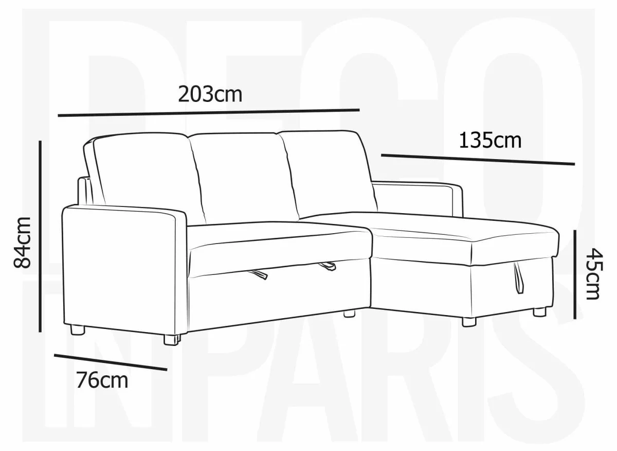 Canapé d'angle réversible convertible coffre de rangement en tissu gris anthracite ADAM - Image 8