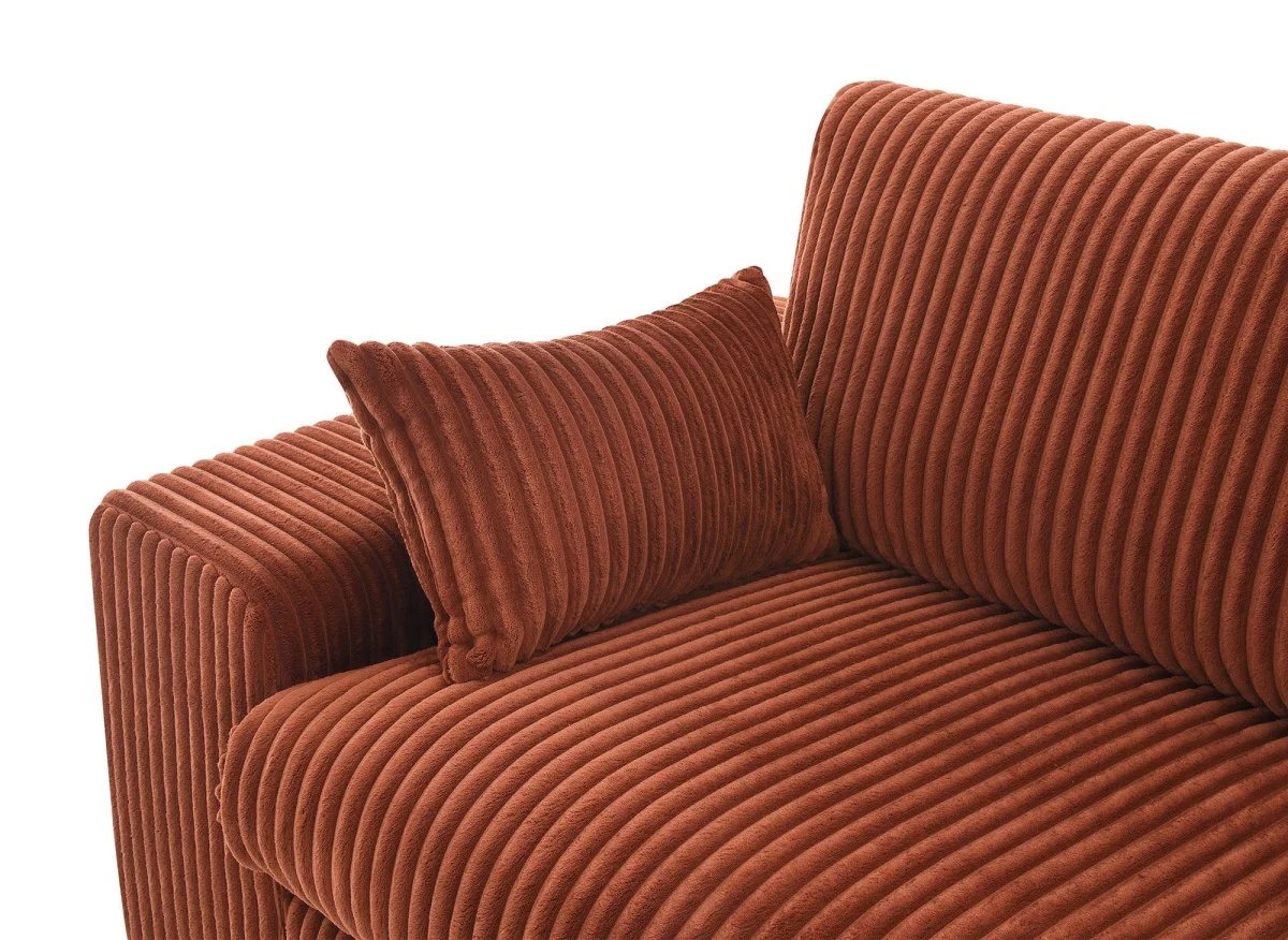 Canapé d'angle réversible en gros côtelé doux terracotta SIRINA - Image 10