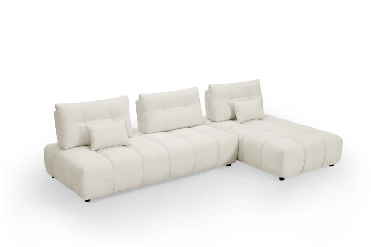 Canapé d'angle réversible en velours texturé beige ALANA - Image 6