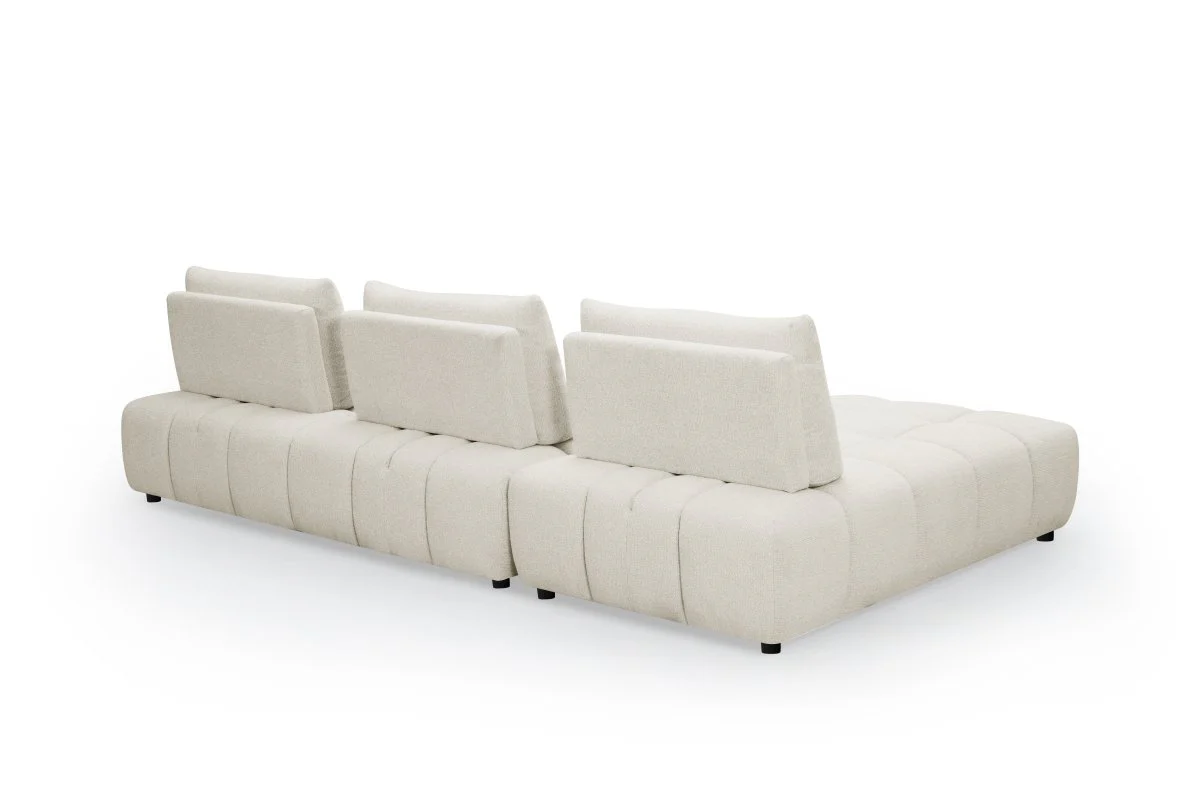 Canapé d'angle réversible en velours texturé beige ALANA - Image 8