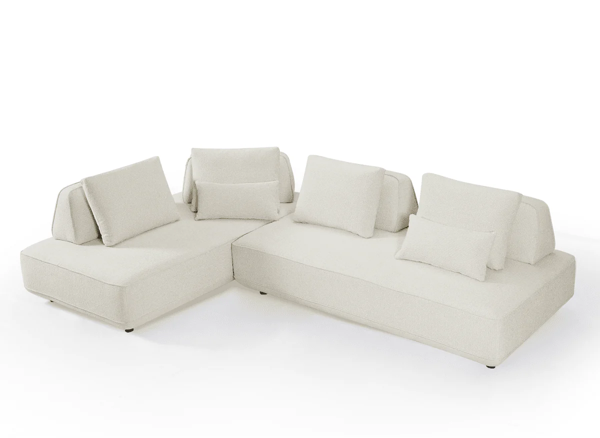 Canapé d'angle réversible en tissu bouclette beige ISAORA - Image 5
