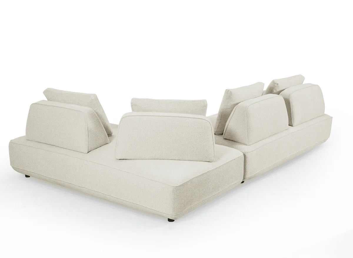 Canapé d'angle réversible en tissu bouclette beige ISAORA - Image 7