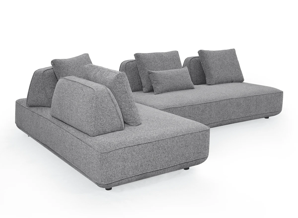 Canapé d'angle réversible en tissu bouclette gris ISAORA - Image 6