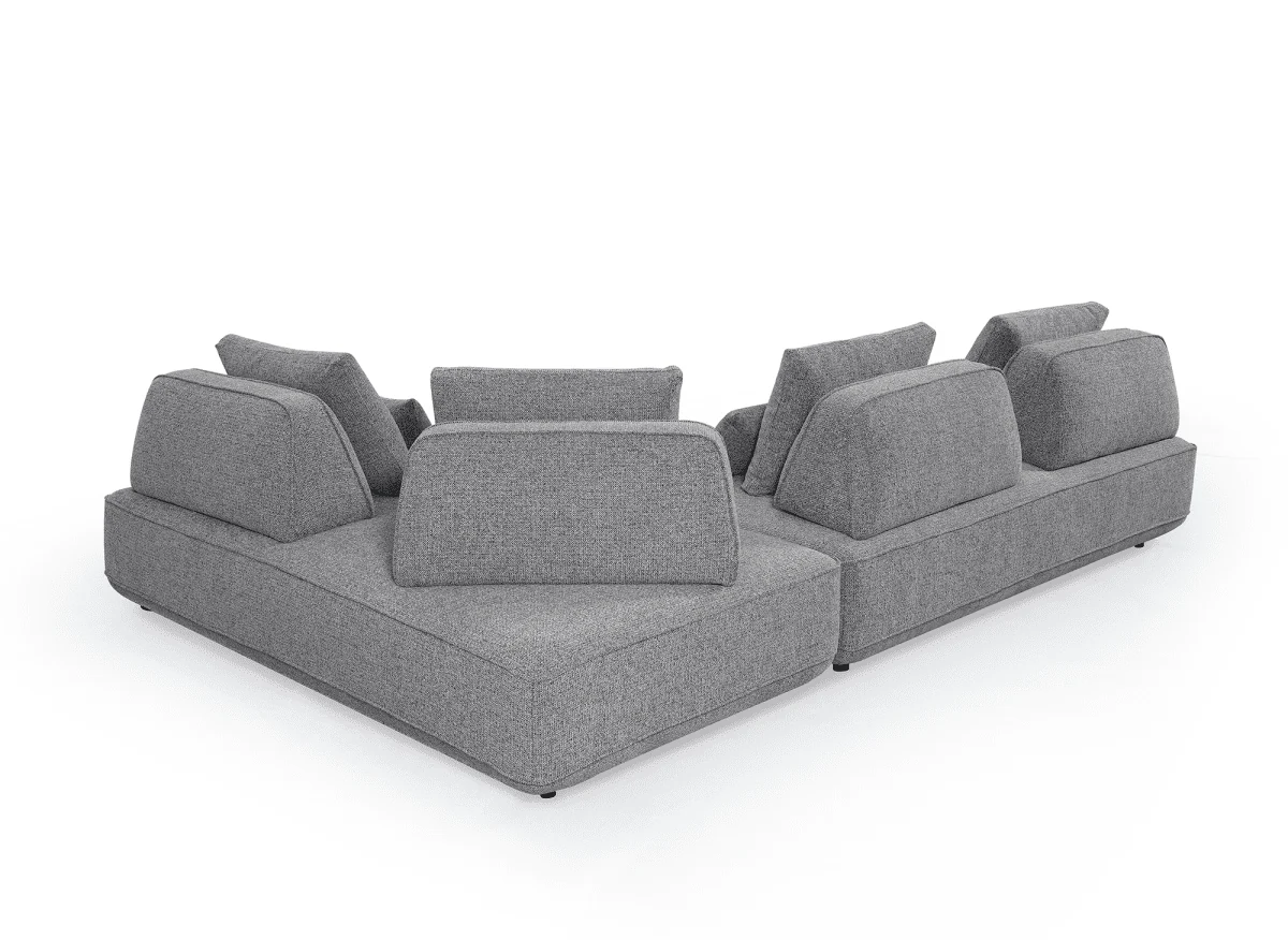 Canapé d'angle réversible en tissu bouclette gris ISAORA - Image 7