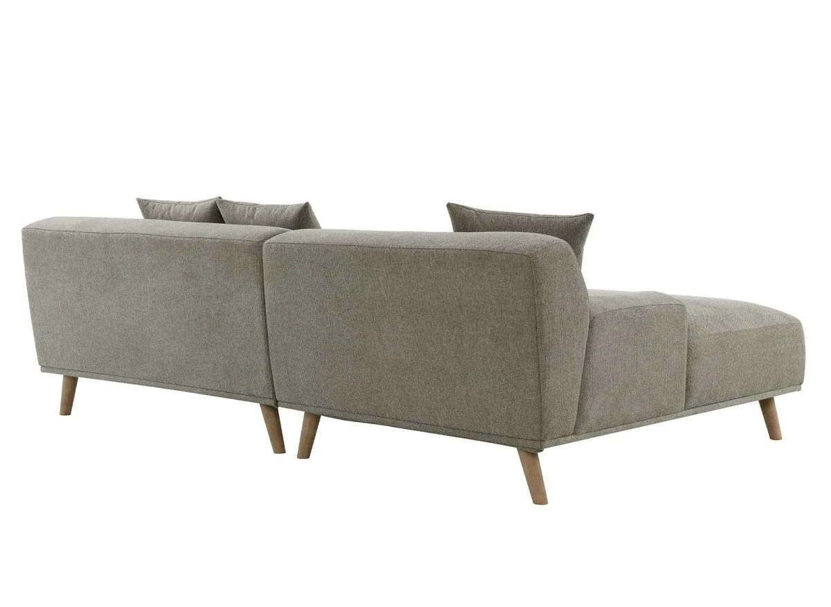 Canapé d'angle fixe avec méridienne en tissu taupe KAROLINA - Angle Gauche - Image 4