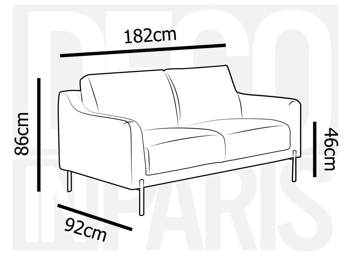 Canapé droit fixe 2 places en velours gris CELINE - Image 8