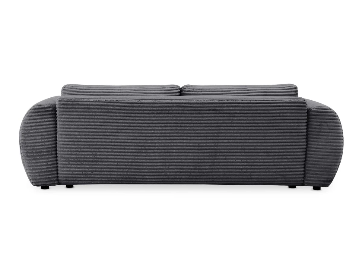 Canapé convertible 3 places avec coffre en gros côtelé doux gris TILDA. - Image 7