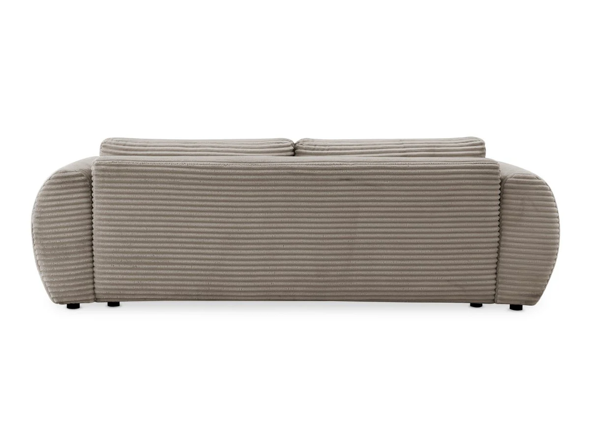 Canapé convertible 3 places avec coffre en gros côtelé doux taupe TILDA - Image 7
