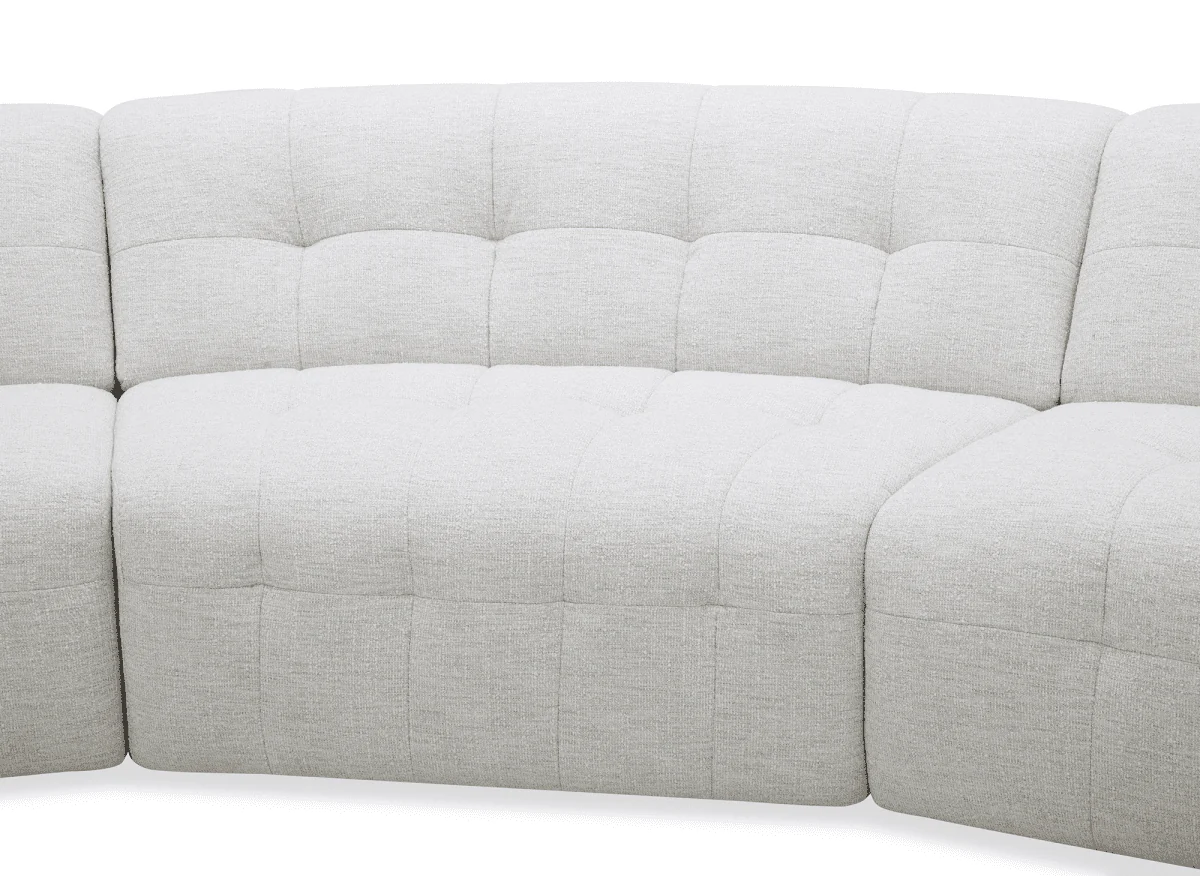 Canapé droit fixe 5 places en velours texturé beige ARELIA - Image 6