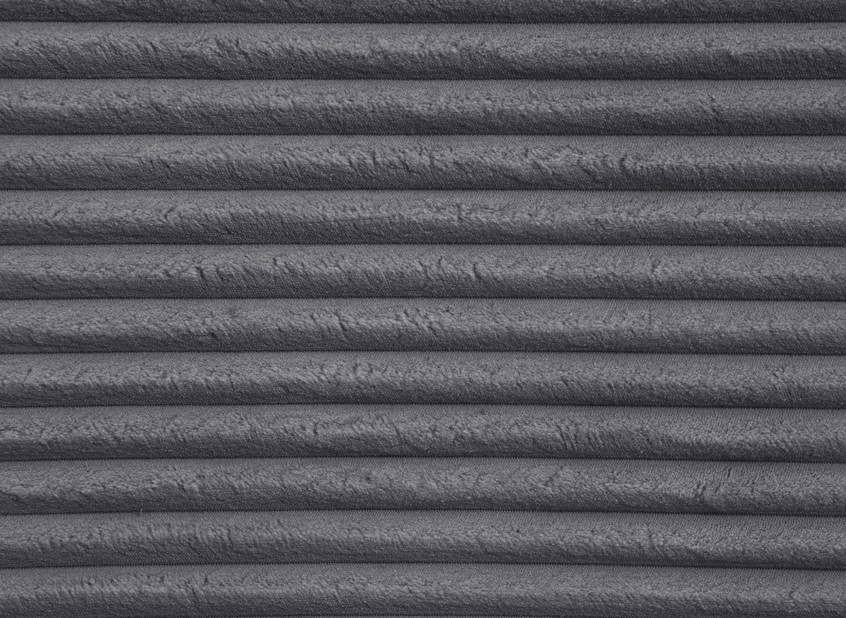 Canapé panoramique convertible avec coffre en velours gros côtelé gris TILDA - Angle droit - Image 14