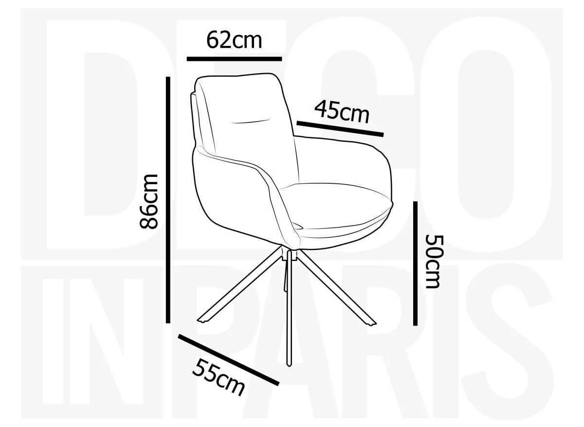 Chaise design avec accoudoirs en velours côtelé blanc écru LOLA - Image 11