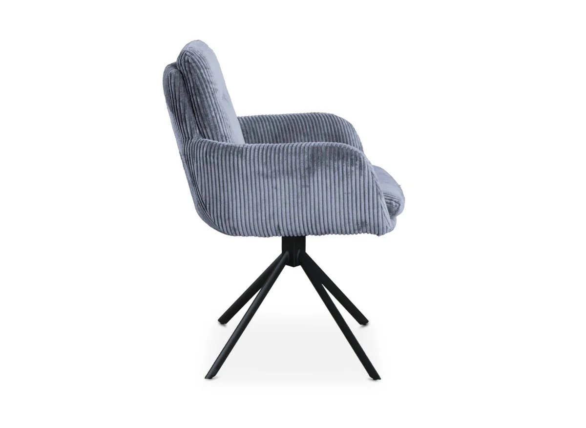 Chaise design avec accoudoirs en velours côtelé gris LOLA - Image 5
