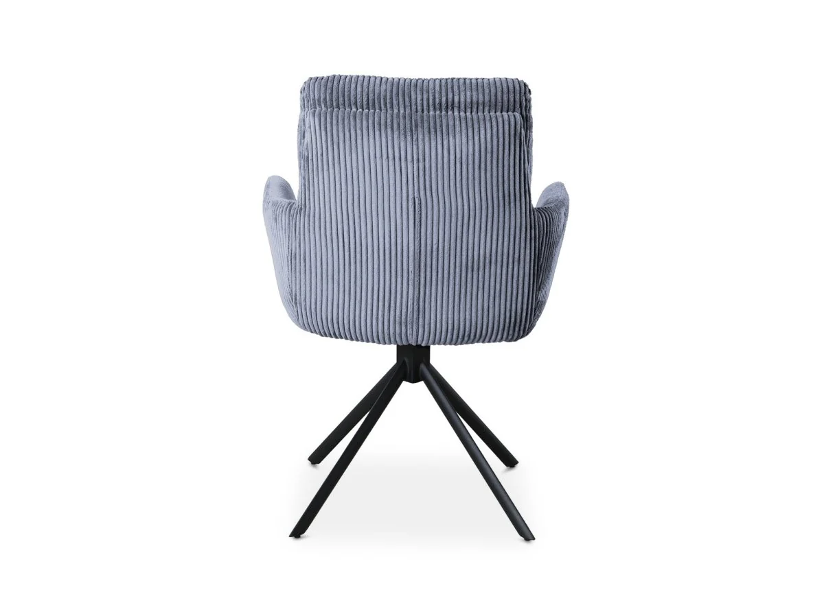 Chaise design avec accoudoirs en velours côtelé gris LOLA - Image 6