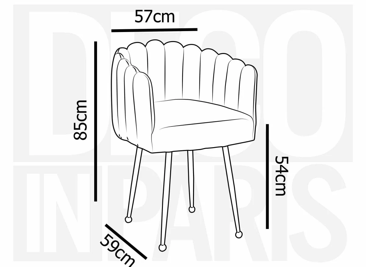 Chaise en velours gris pieds en métal doré HAYDEN - Image 7