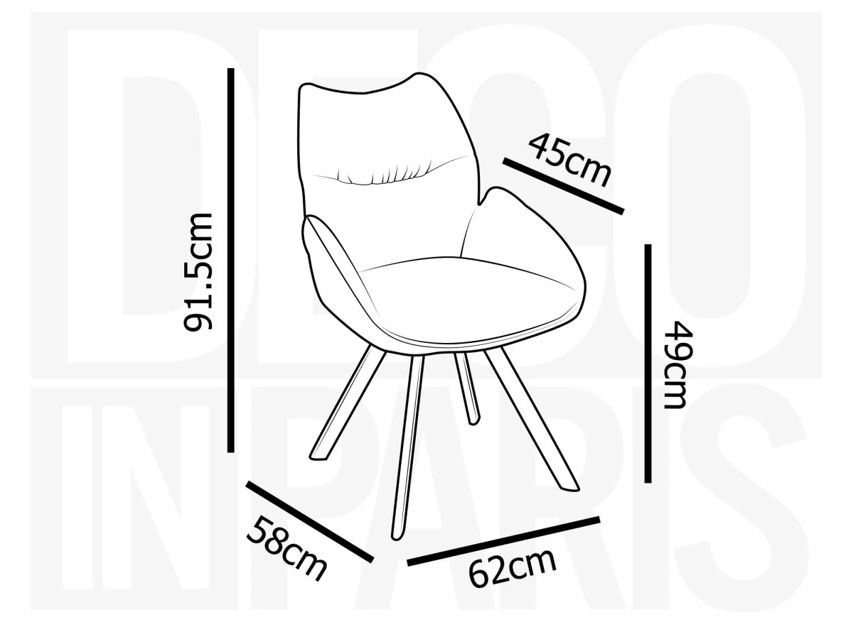 Chaise pivotante avec accoudoirs en tissu vert d'eau TALIA - Image 9