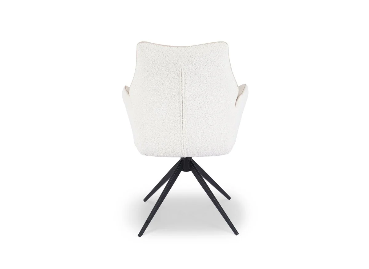 Chaise pivotante avec accoudoirs en velours et tissu bouclette beige ISALIE - Image 5