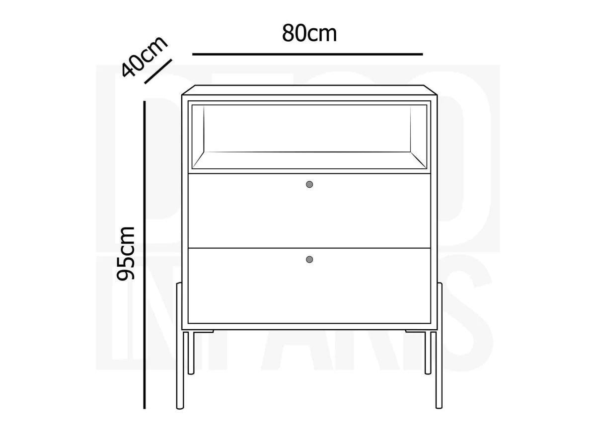 Commode 2 tiroirs en bois clair et métal noir SOHANE - Image 13