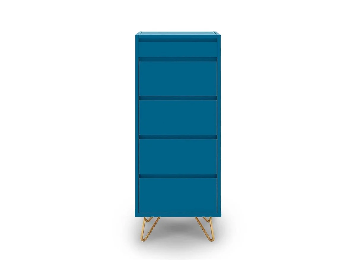 Commode 4 tiroirs bleu canard avec coiffeuse intégrée DARINA - Image 5