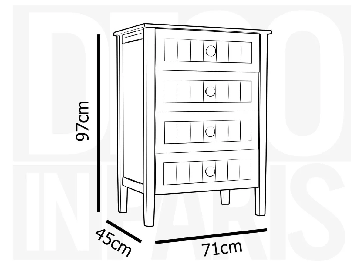 Commode 4 tiroirs en bois blanc KENNY - Image 7