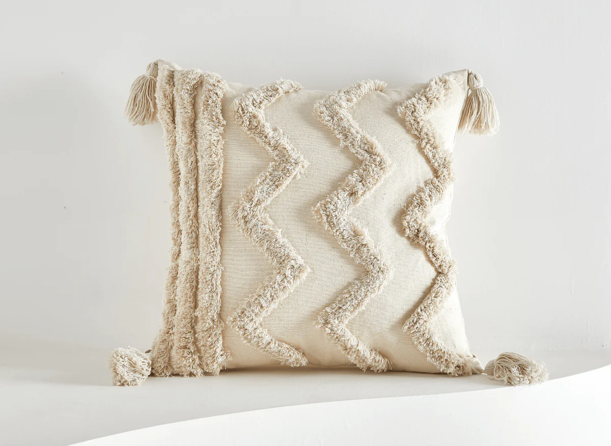 Coussin beige à tissu texturé 45x45 cm YINU - Image 2