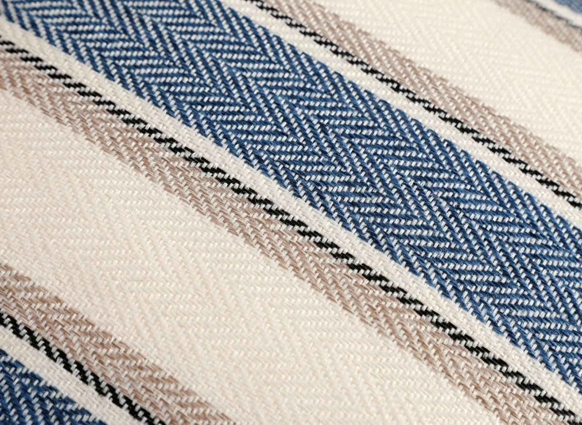 Coussin beige et bleu à rayures 45x45 cm RIVIERA - Image 2